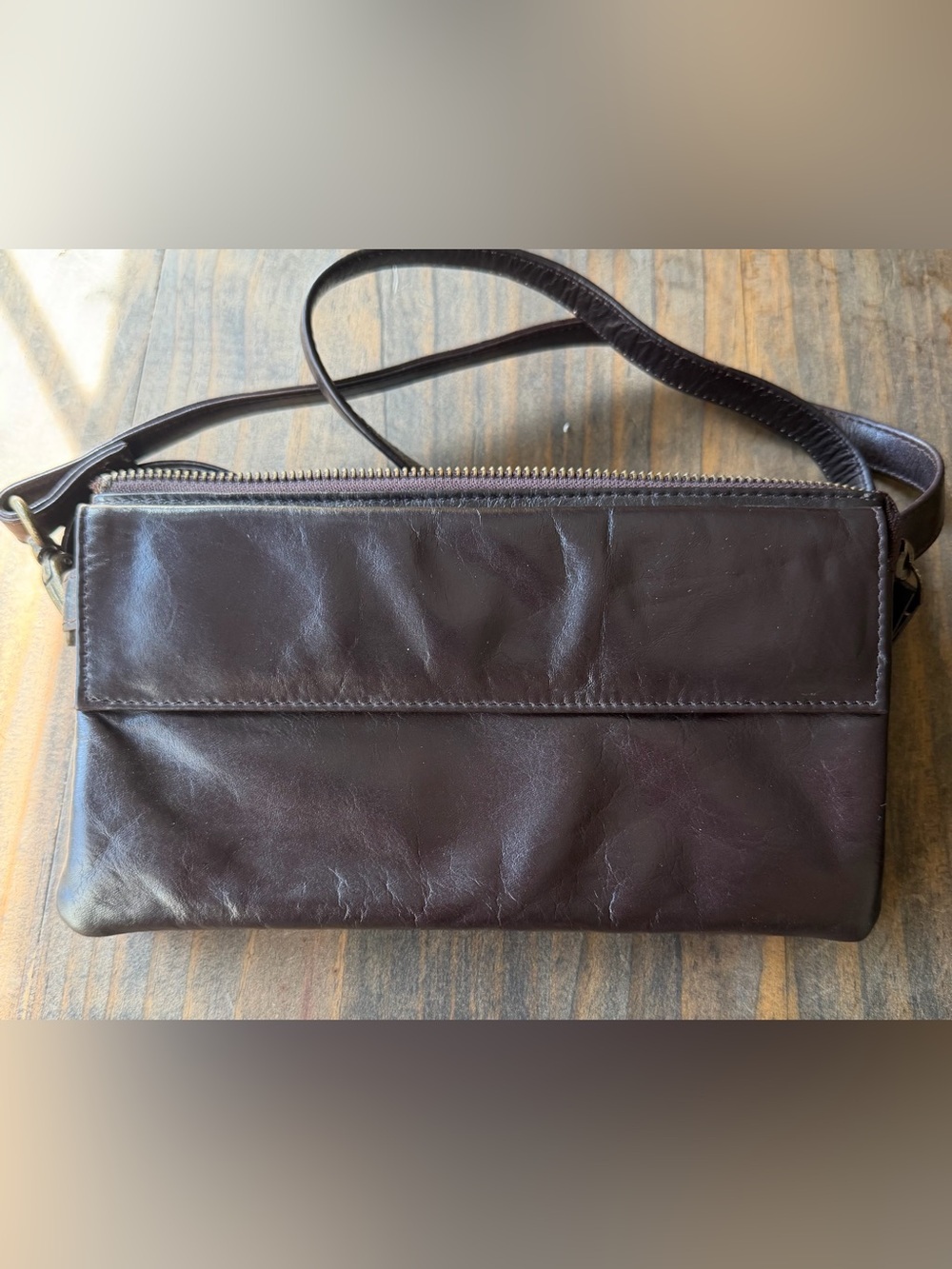 latico Dark Brown Leather Crossbody Clutch